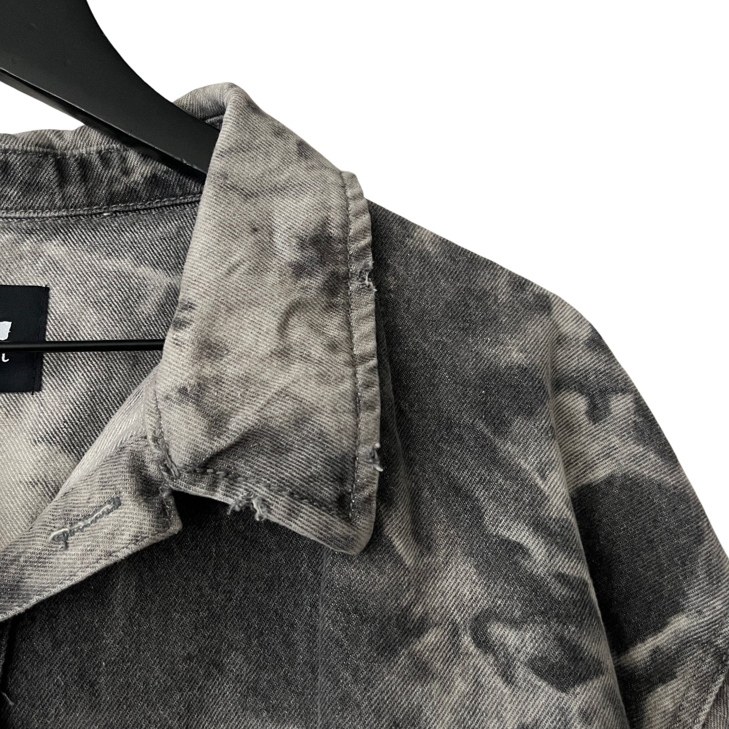 Distressed Denim Anorak Pullover in Cement / X-LARGE