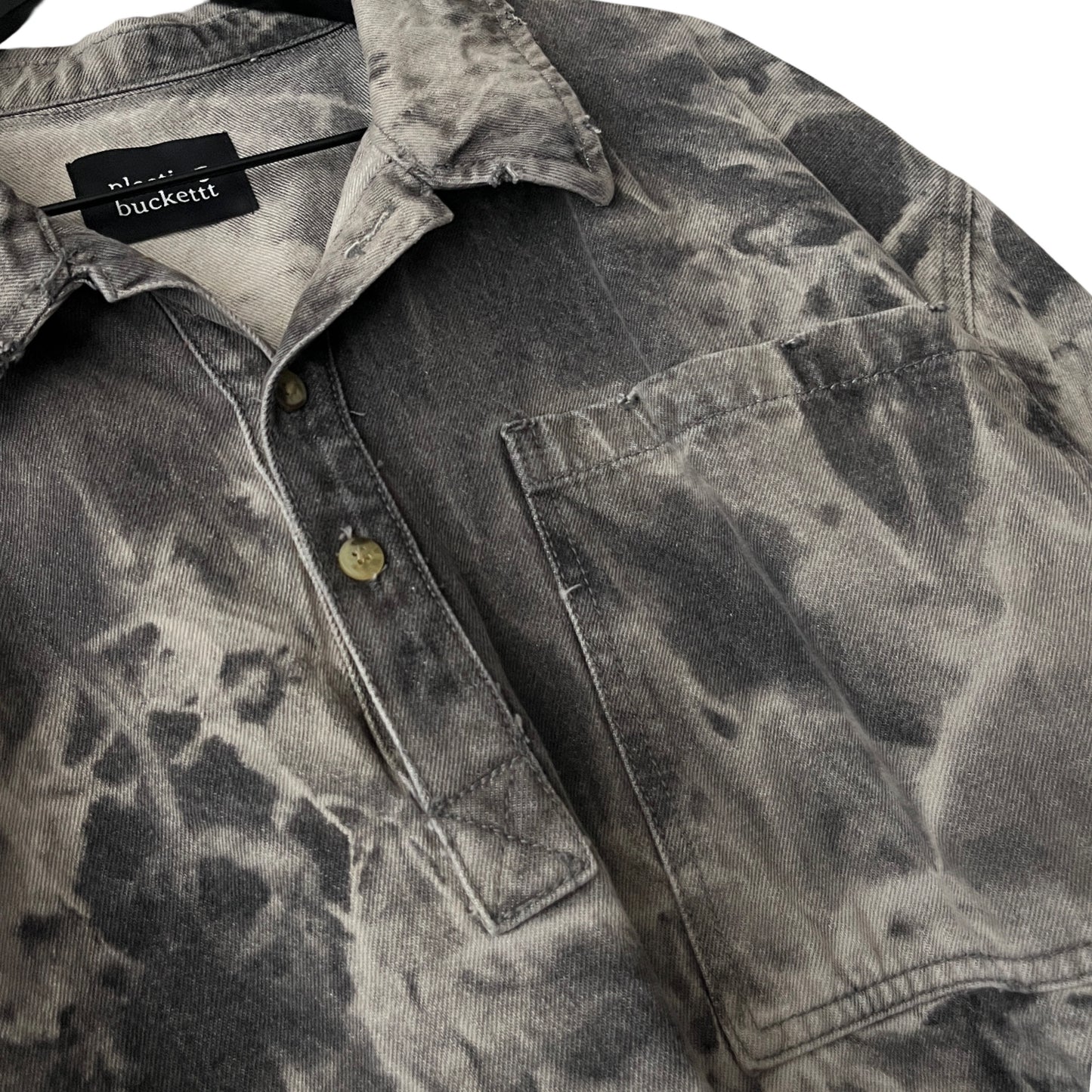 Distressed Denim Anorak Pullover in Cement / X-LARGE