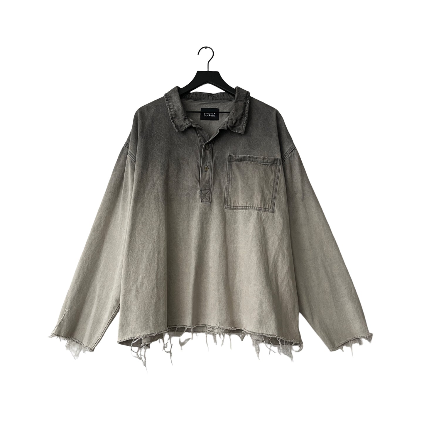 Distressed Denim Anorak Pullover in Cinder / XXL