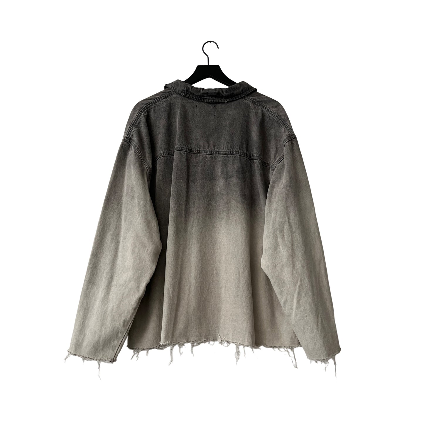 Distressed Denim Anorak Pullover in Cinder / XXL