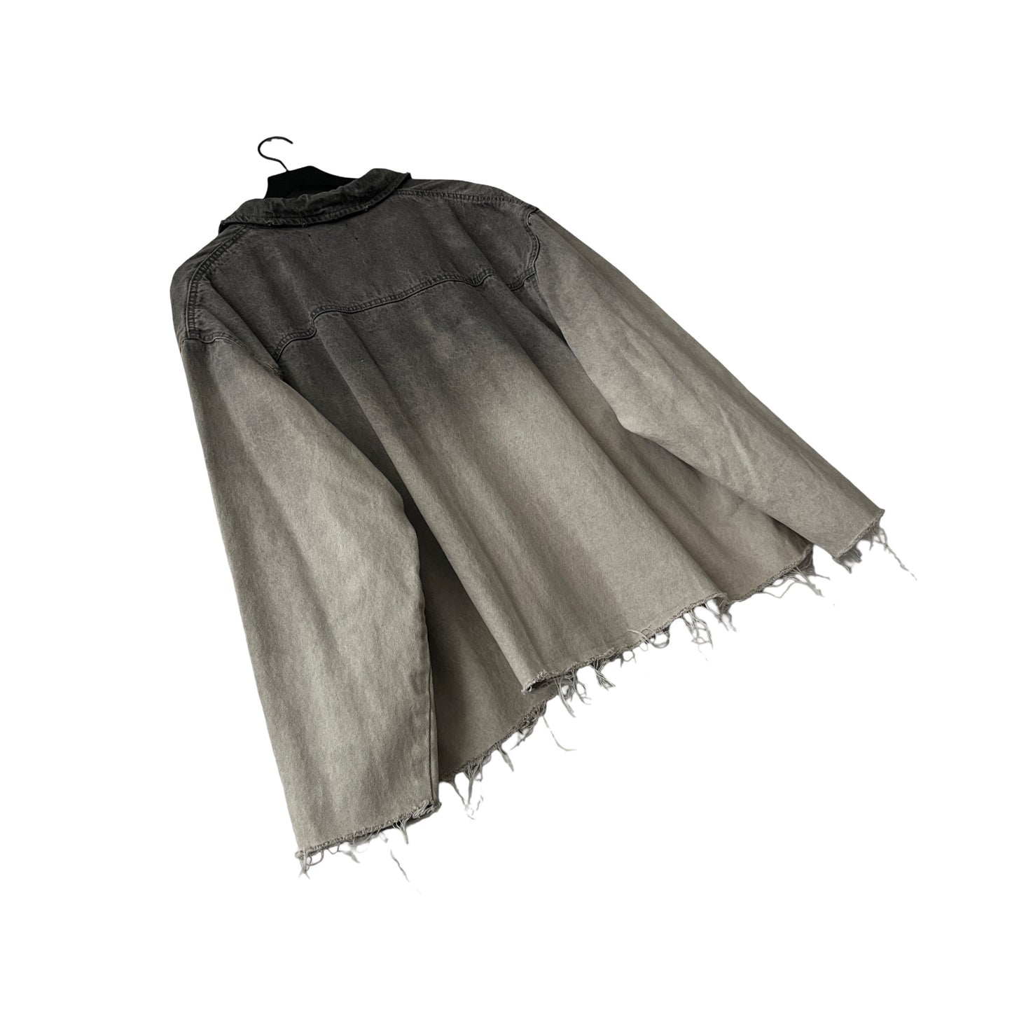 Distressed Denim Anorak Pullover in Cinder / XXL