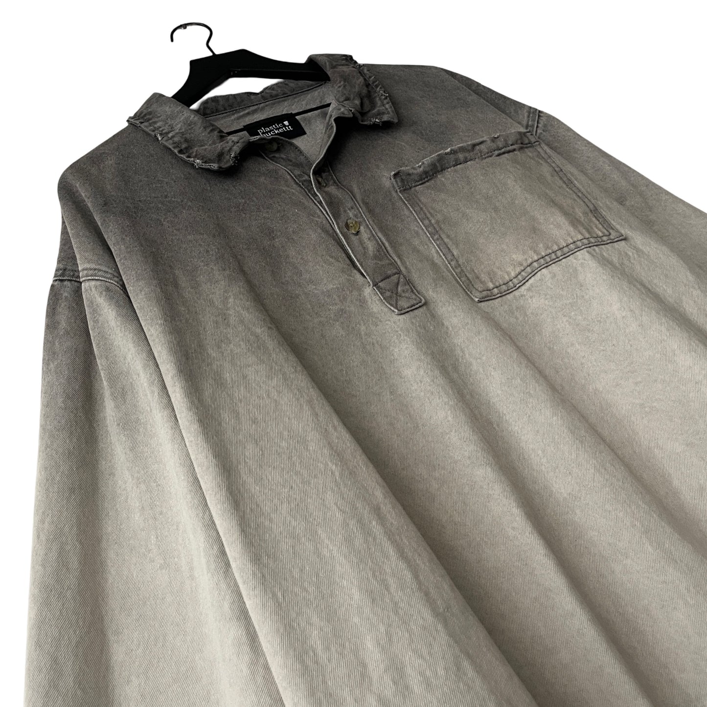 Distressed Denim Anorak Pullover in Cinder / XXL