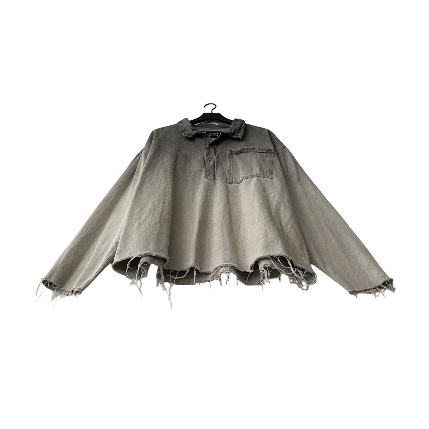 Distressed Denim Anorak Pullover in Cinder / XXL