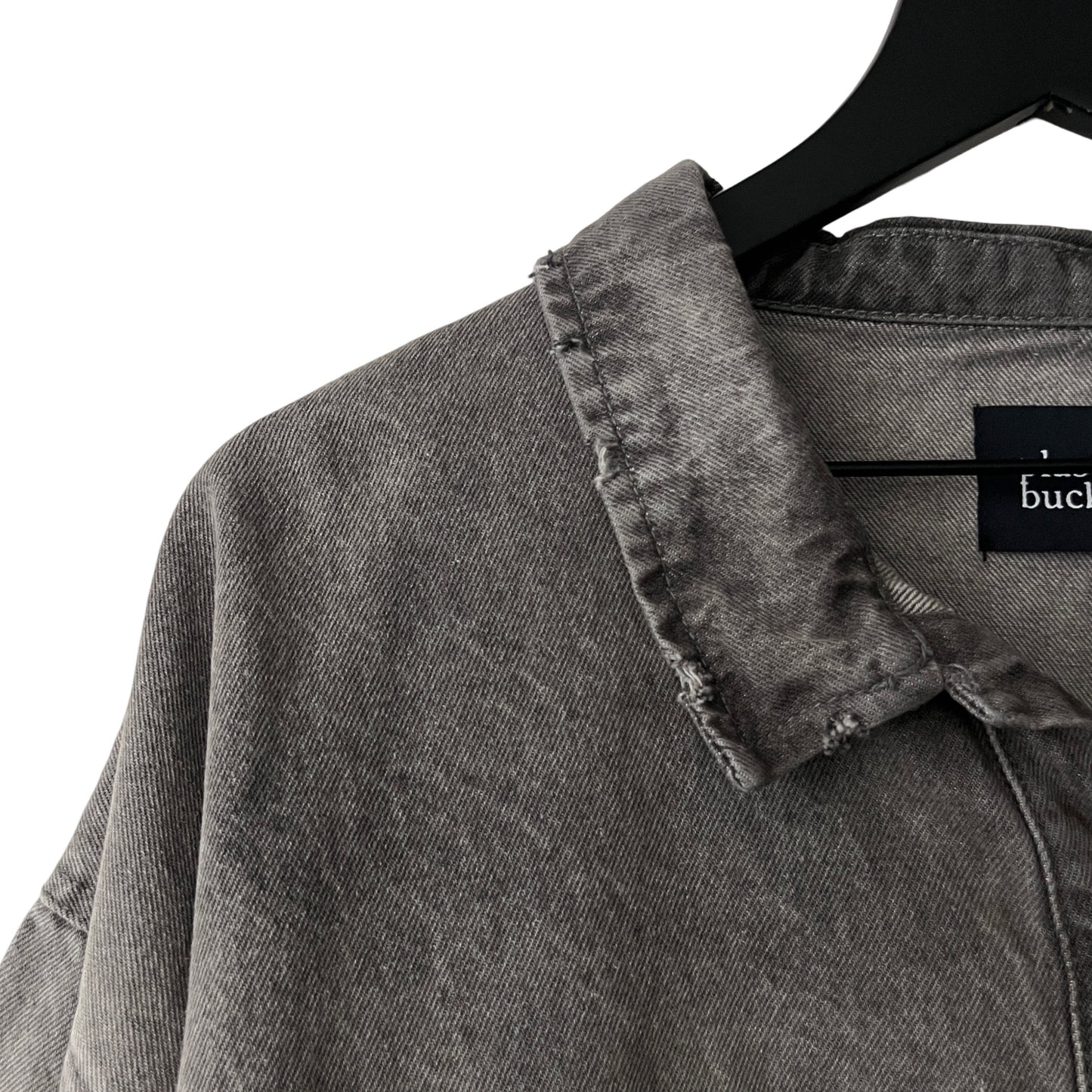 Distressed Denim Anorak Pullover in Cinder / XXL