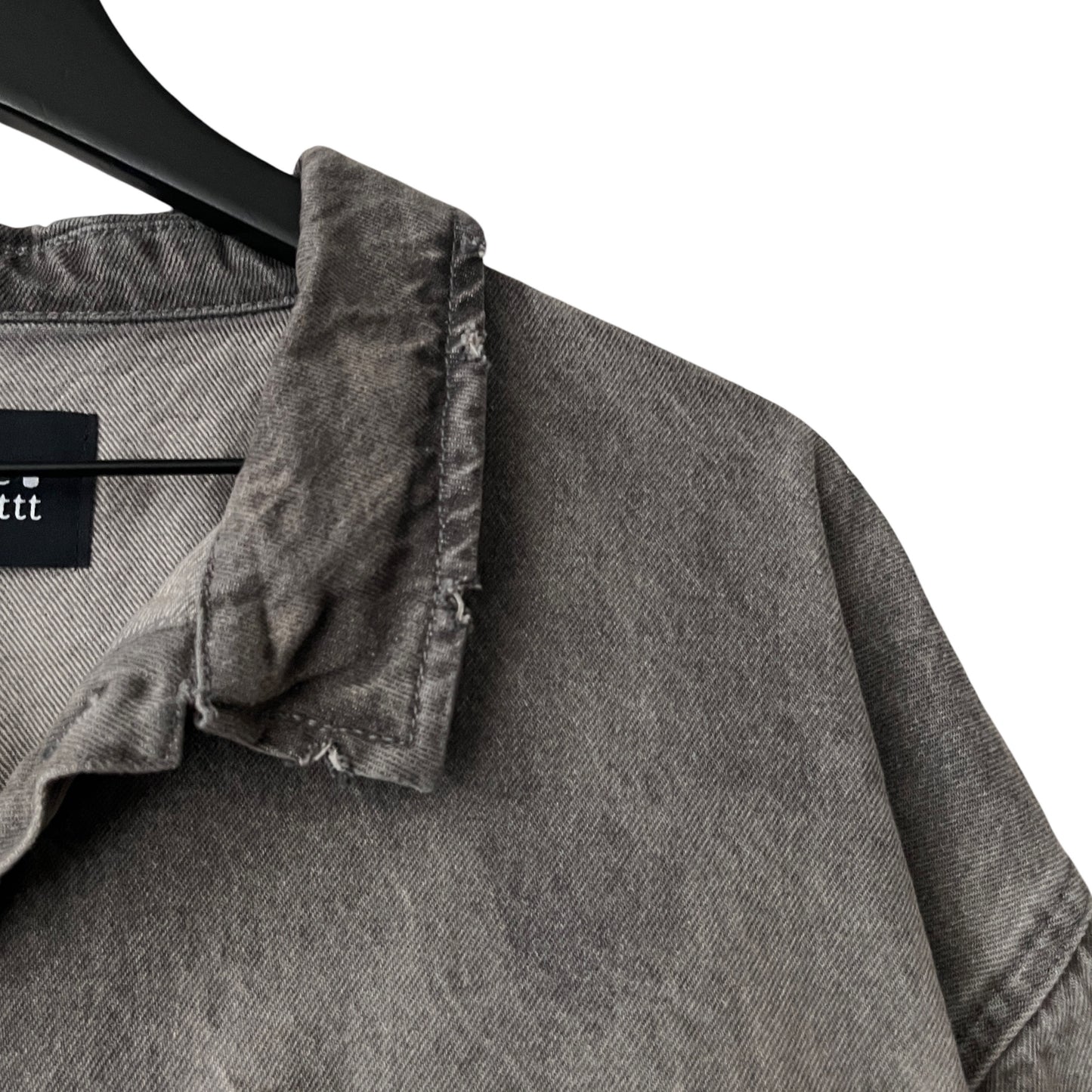 Distressed Denim Anorak Pullover in Cinder / XXL