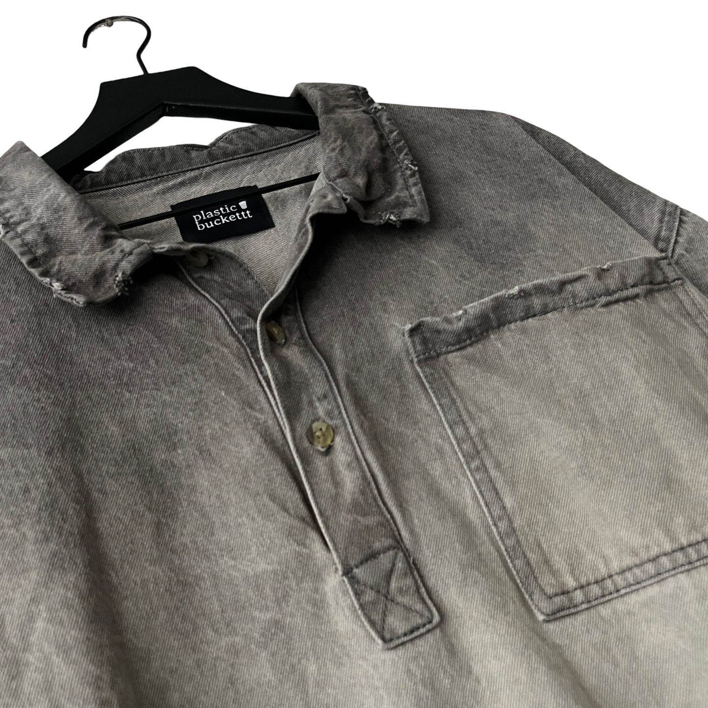 Distressed Denim Anorak Pullover in Cinder / XXL