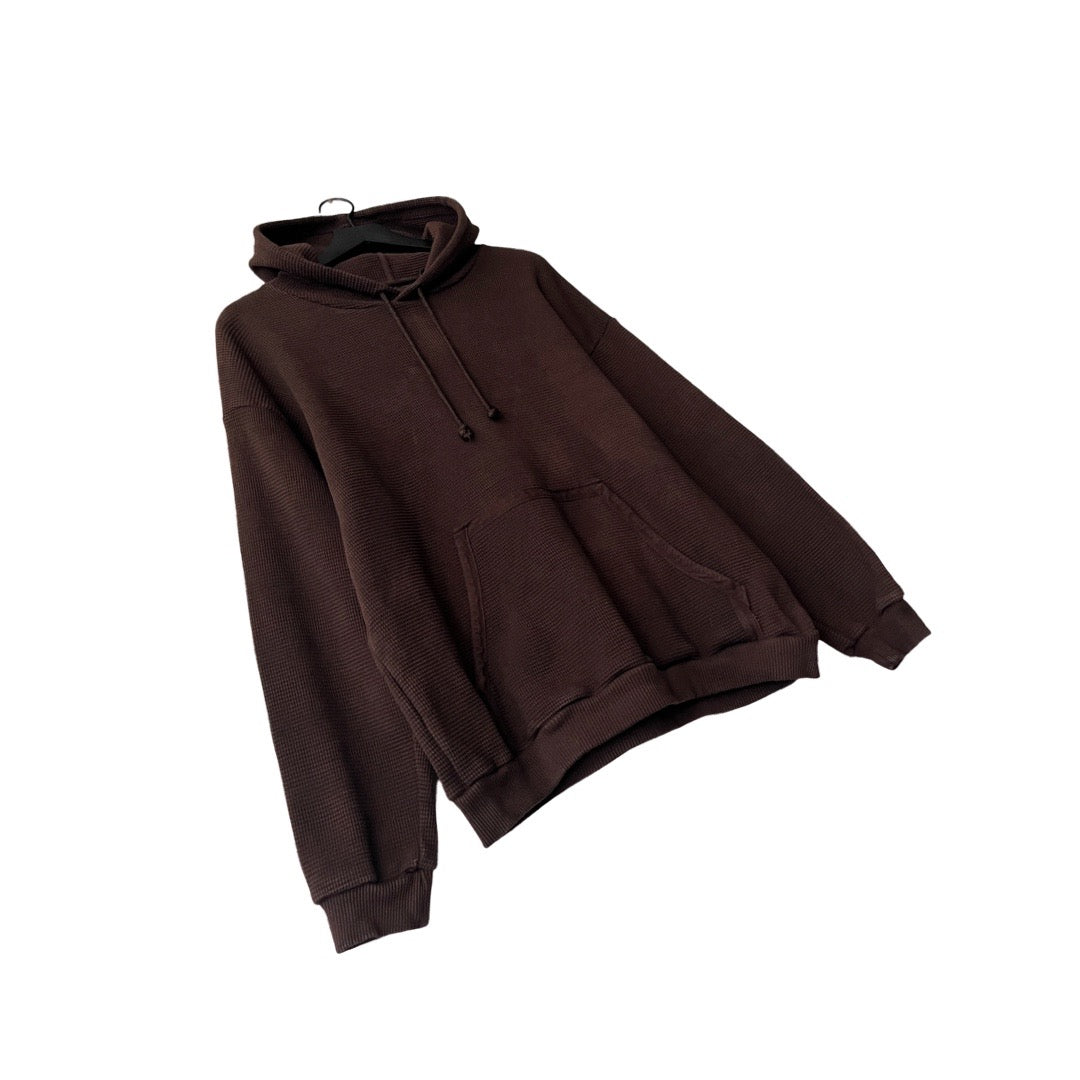 Heavyweight Waffle Knit Hoodie in Soil / LARGE