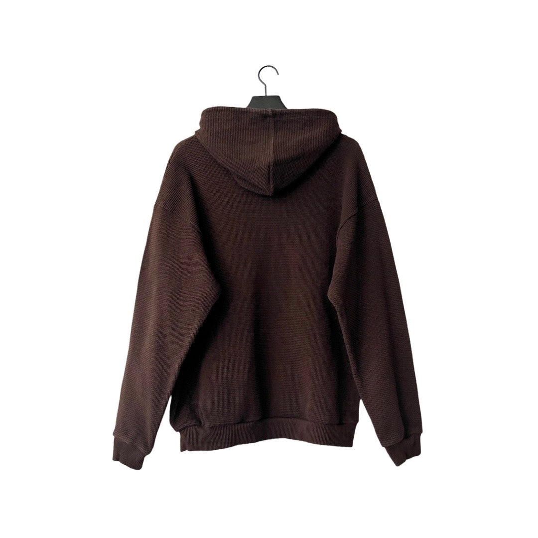 Heavyweight Waffle Knit Hoodie in Soil / LARGE