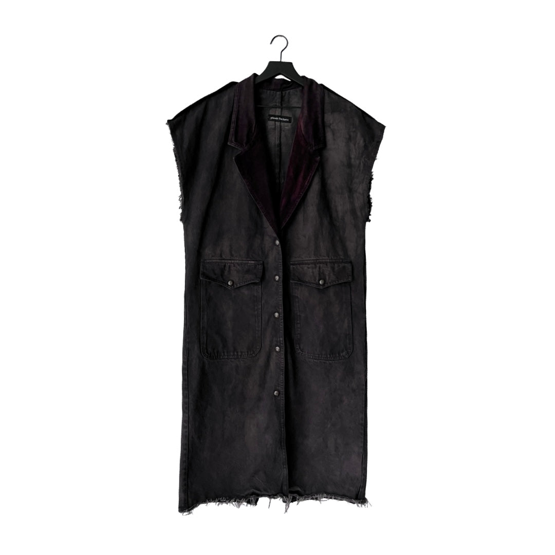 Vintage Denim Sleeveless Duster Coat in Midnight / SMALL - LARGE