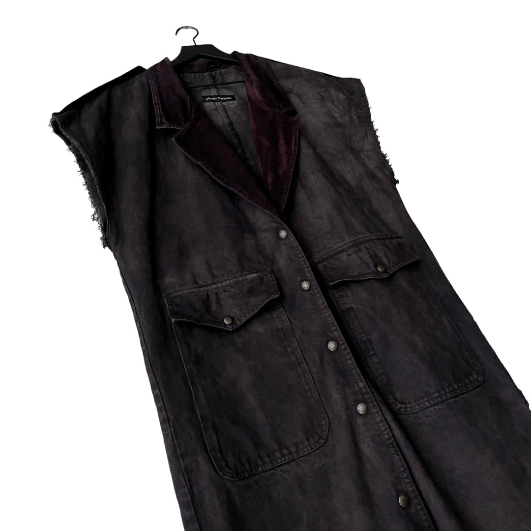 Vintage Denim Sleeveless Duster Coat in Midnight / SMALL - LARGE