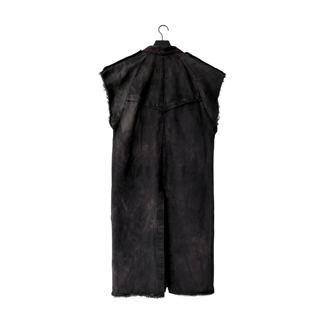 Vintage Denim Sleeveless Duster Coat in Midnight / SMALL - LARGE