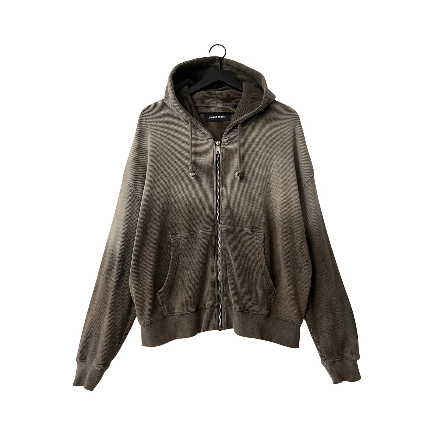 Waffle Knit Zip Hoodie in Pumice Stone / MEDIUM