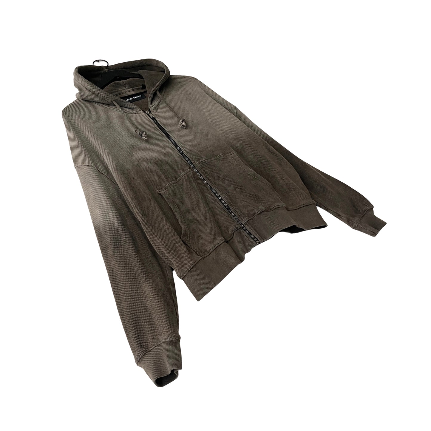 Waffle Knit Zip Hoodie in Pumice Stone / MEDIUM