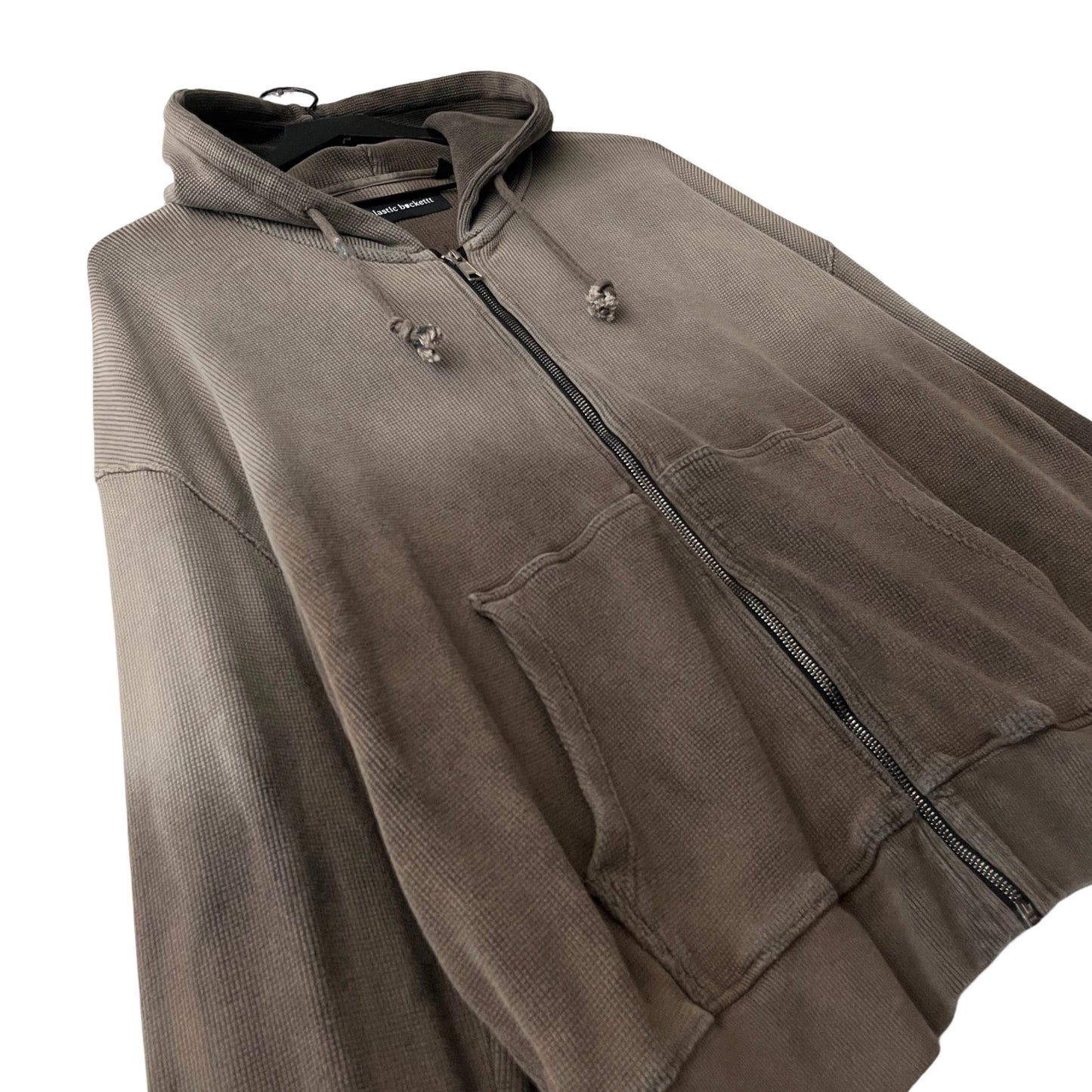 Waffle Knit Zip Hoodie in Pumice Stone / MEDIUM