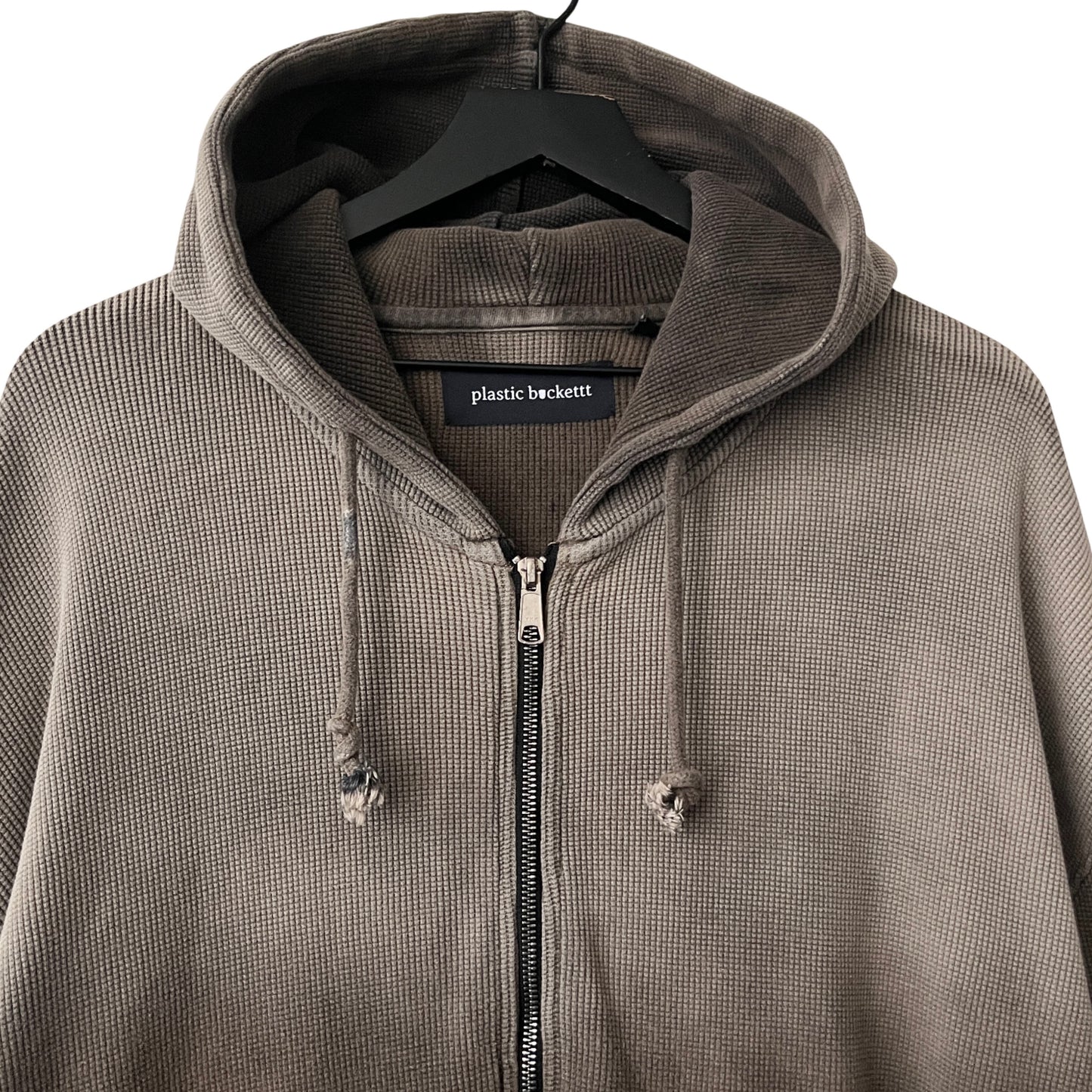 Waffle Knit Zip Hoodie in Pumice Stone / MEDIUM