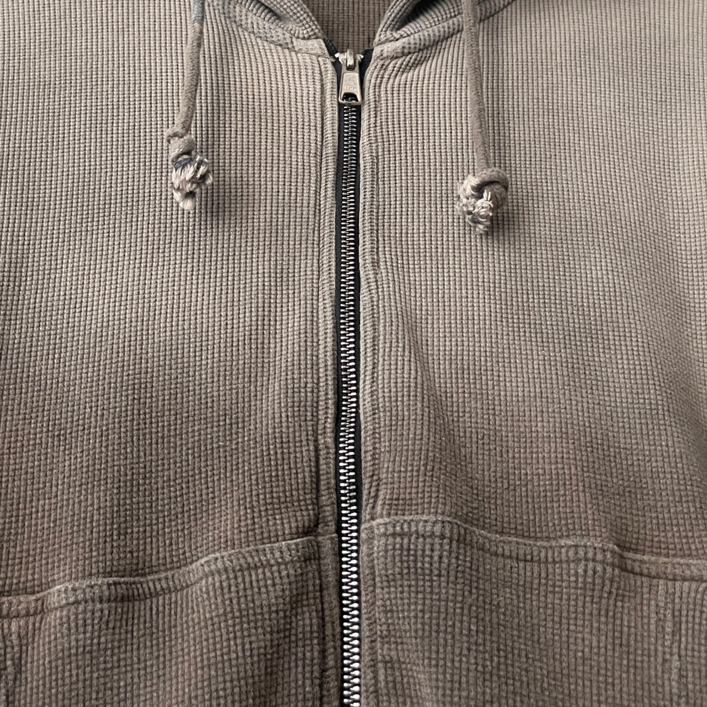 Waffle Knit Zip Hoodie in Pumice Stone / MEDIUM