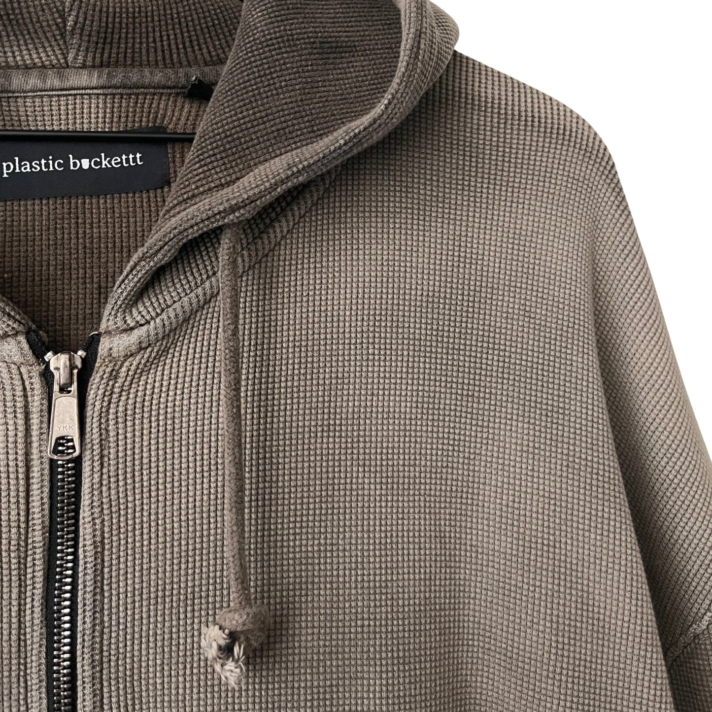 Waffle Knit Zip Hoodie in Pumice Stone / MEDIUM