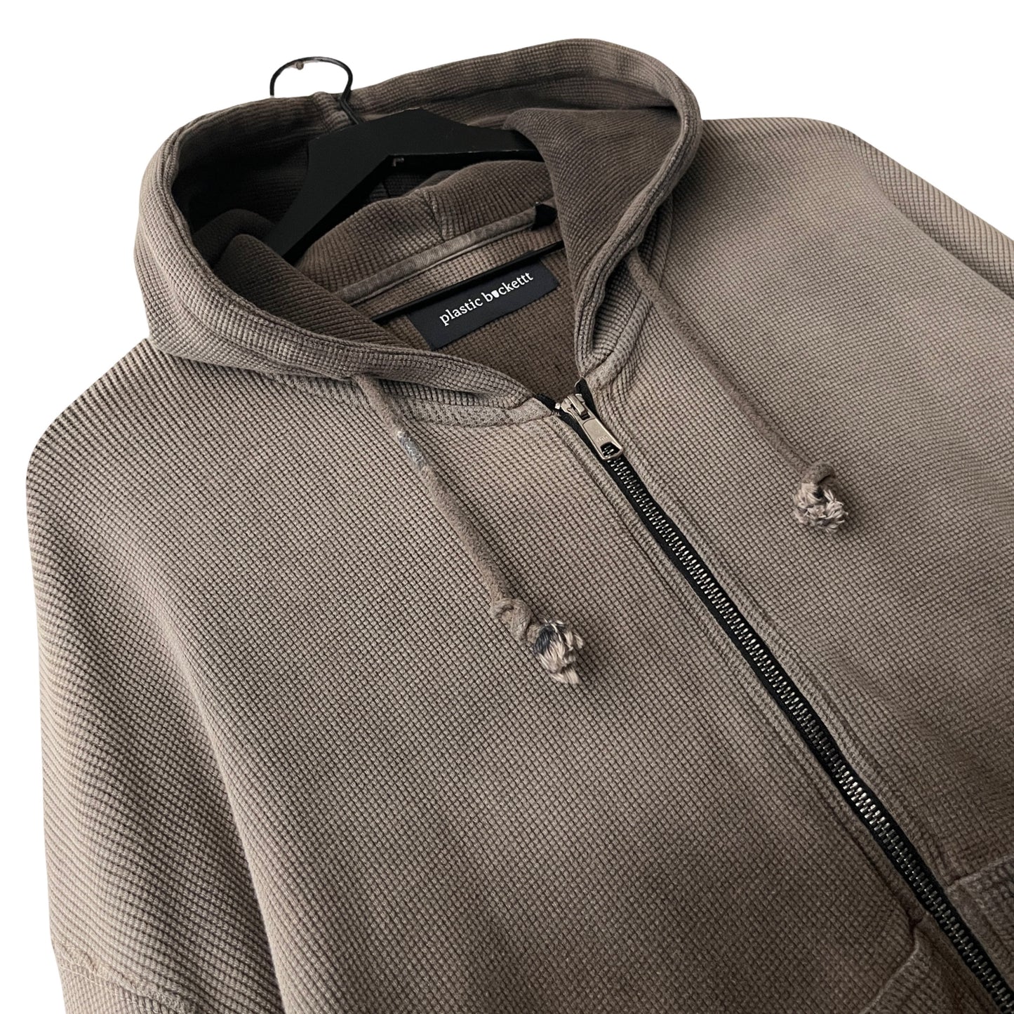 Waffle Knit Zip Hoodie in Pumice Stone / MEDIUM