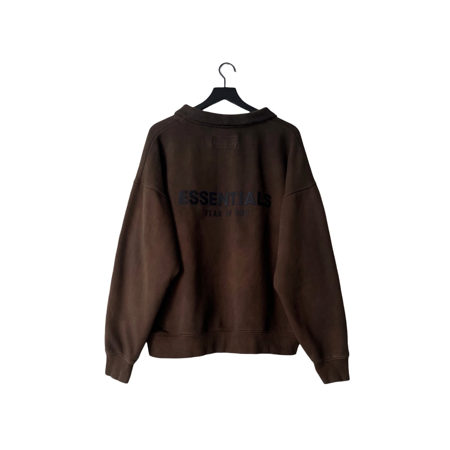 Fear of God ESSENTIALS Collared 1/4 Zip Sweatshirt in Cask / LARGE