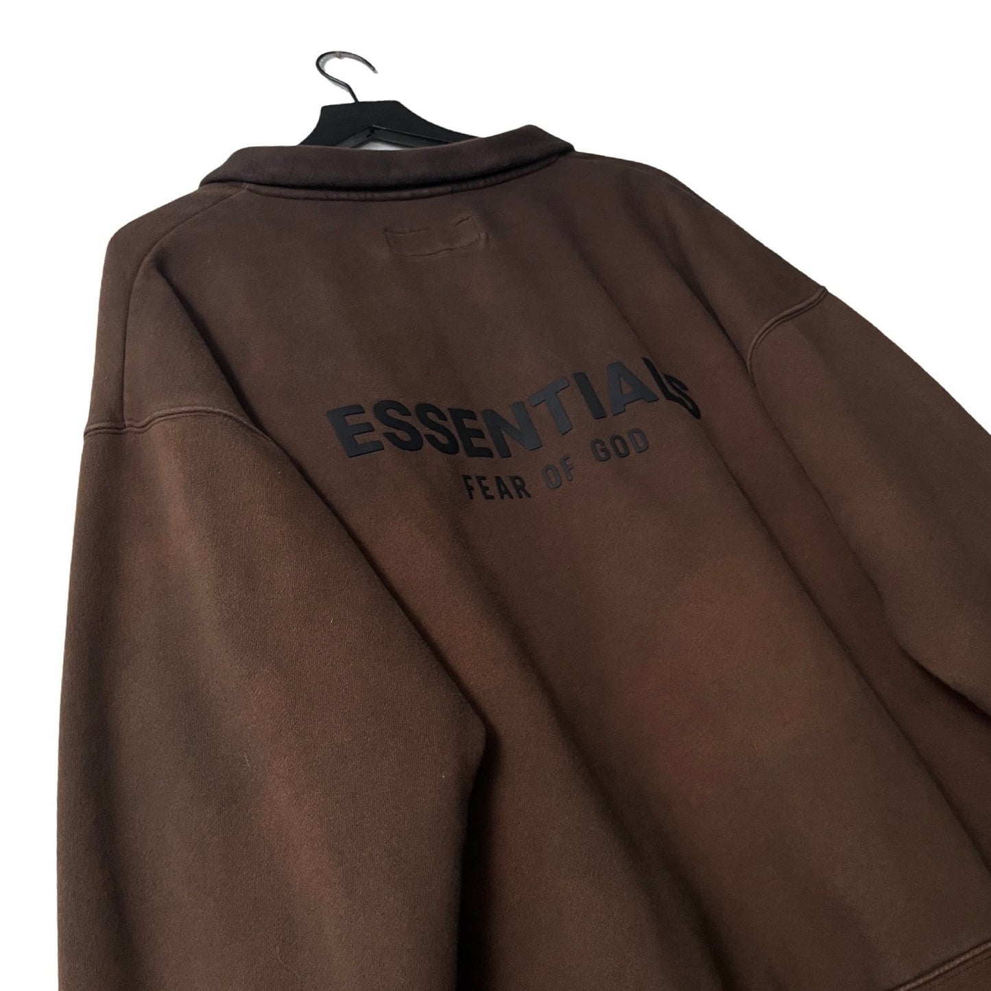 Fear of God ESSENTIALS Collared 1/4 Zip Sweatshirt in Cask / LARGE