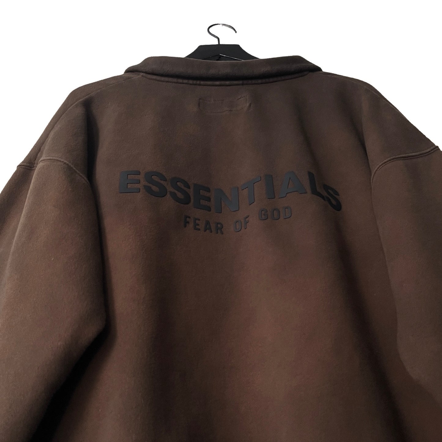 Fear of God ESSENTIALS Collared 1/4 Zip Sweatshirt in Cask / LARGE