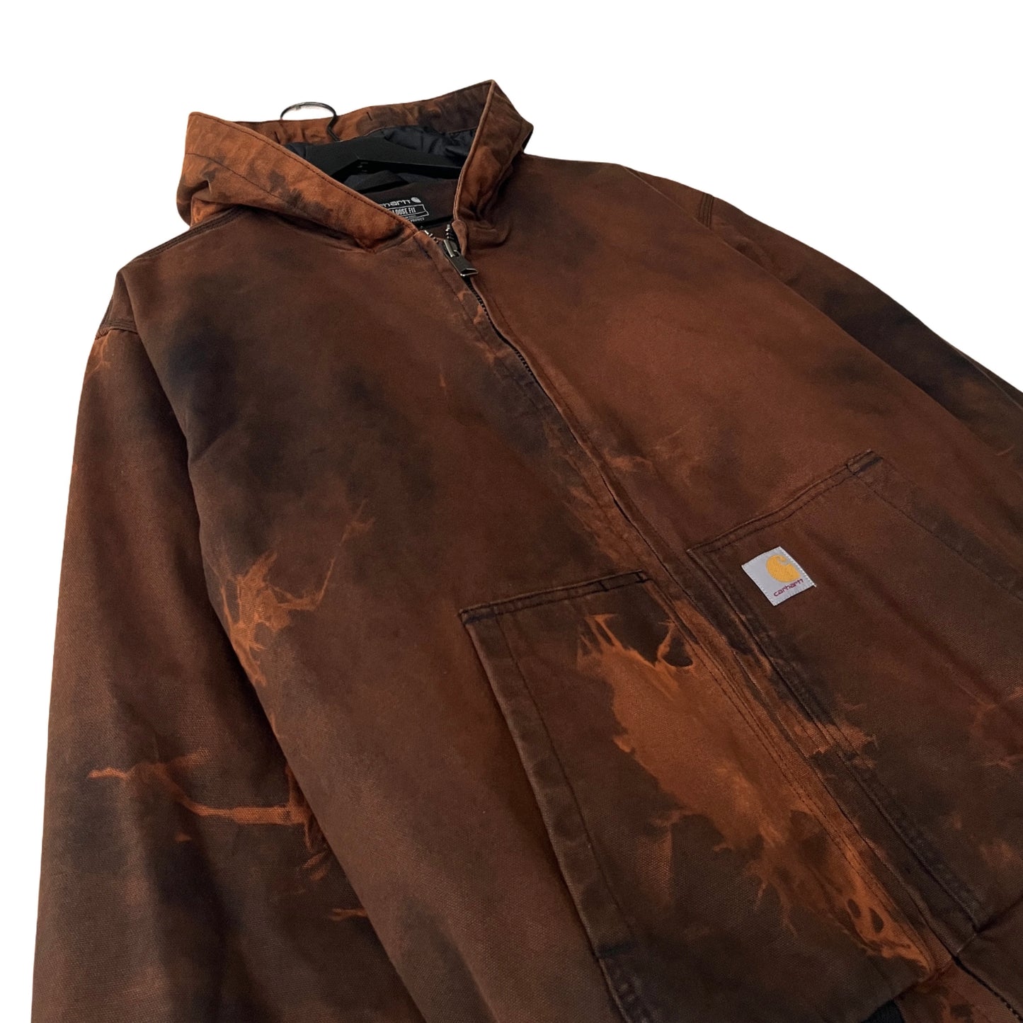 Carhartt Hooded Canvas Work Jacket in Petrified / X-LARGE
