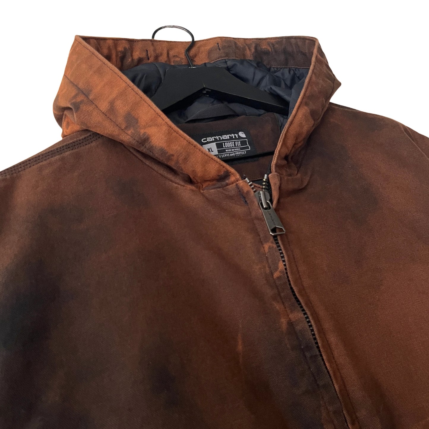 Carhartt Hooded Canvas Work Jacket in Petrified / X-LARGE