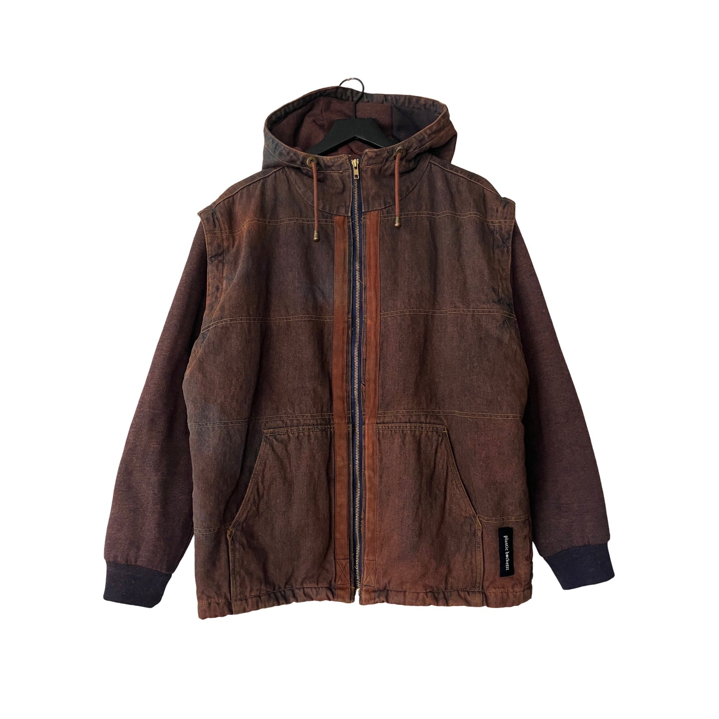 Hybrid Full-Zip Vested Hoodie Jacket in Clay / MEDIUM