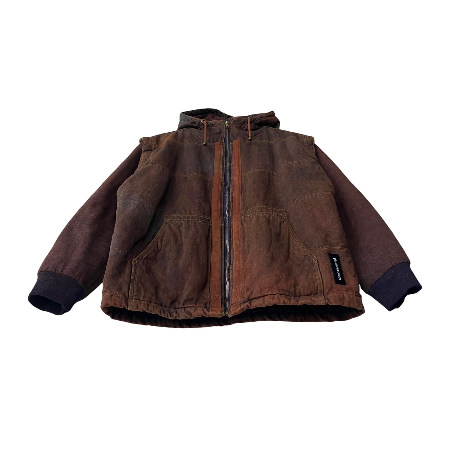 Hybrid Full-Zip Vested Hoodie Jacket in Clay / MEDIUM