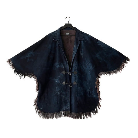 Vintage Denim Fringe Poncho in Nomad / LARGE - XL