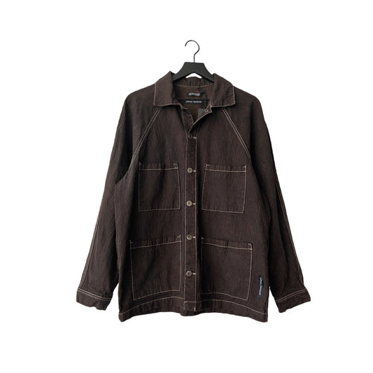 Elwood Pinstripe Canvas Chore Jacket in Railroad / MEDIUM (or shorter Large)