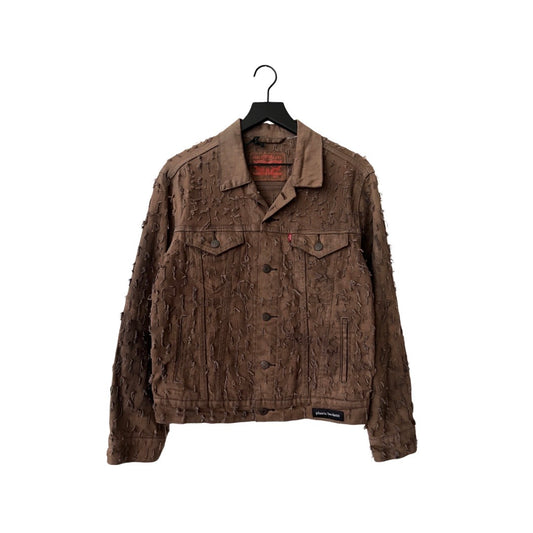 Levi's Denim Trucker Jacket (distressed) in Backwoods / X-SMALL (or Women's Small/Medium)